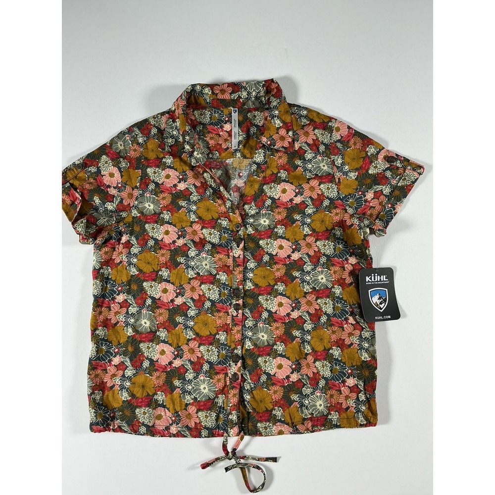 NWT KUHL Liliana Floral Short Sleeve Button Up Shirt Night Sky #8539 Size S